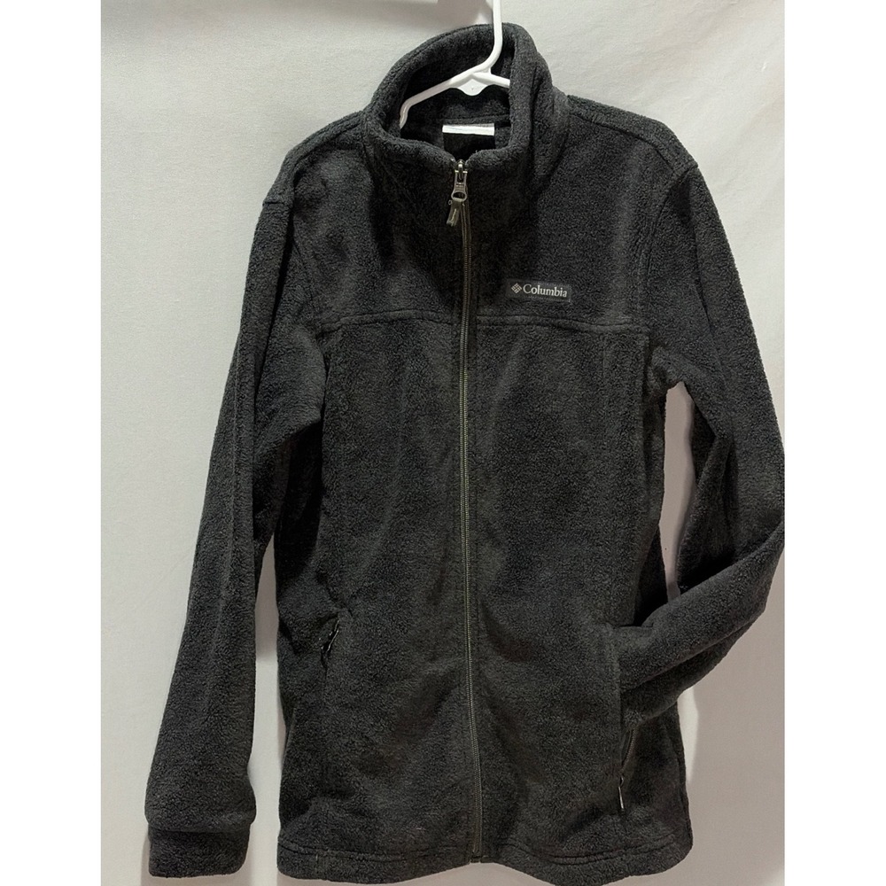 Columbia Boys Fleece Jacket Gray Full Zip Mock Neck Size M 10/12